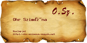 Ohr Szimóna névjegykártya
